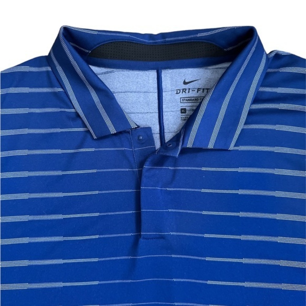 Nike Dri-Fit Men's Blue Standard Fit‎ Striped Performance Polo Shirt Sz. XL NWOT - Picture 3 of 13